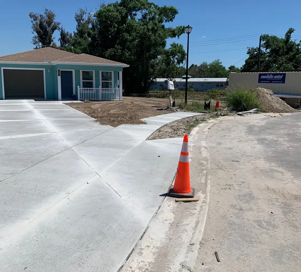 Driveway concrete.
